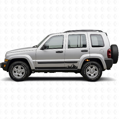 Mountains Dunne Strepen Zij Vinyl Sticker voor Jeep Liberty 2002-2012_1