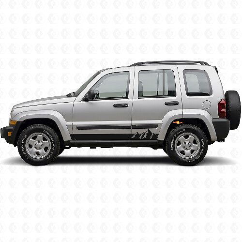 Mountains Wide Strepen Zij Vinyl Decal voor Jeep Liberty 2002-2012_1