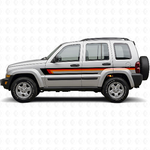 Drievoudige Strepen Deurzijde Vinyl Decal voor Jeep Liberty 2002-2012_1