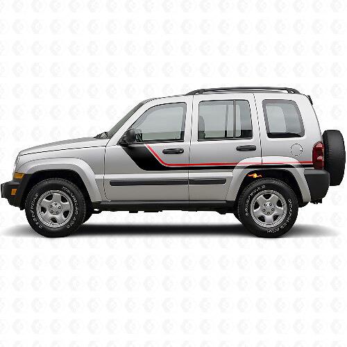 Twin Stripes Zijkant Vinyl Decal voor Jeep Liberty 2002-2012_1