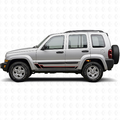 Twin Strepen Rocker Panel Vinyl Decal voor Jeep Liberty 2002-2012_1