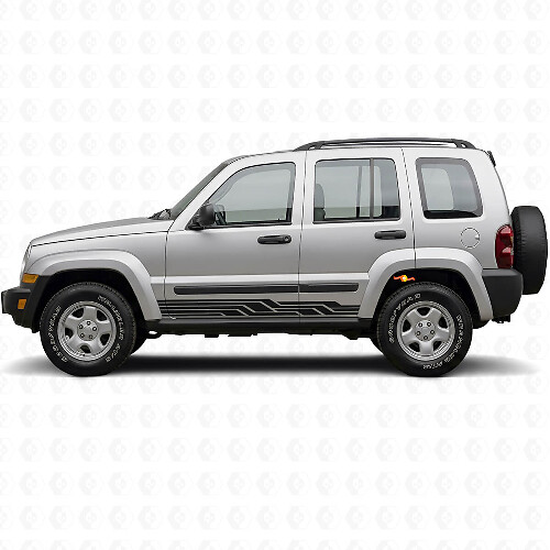 Doorvlochten Strepen Zijvinyl Sticker voor Jeep Liberty 2002-2012_1