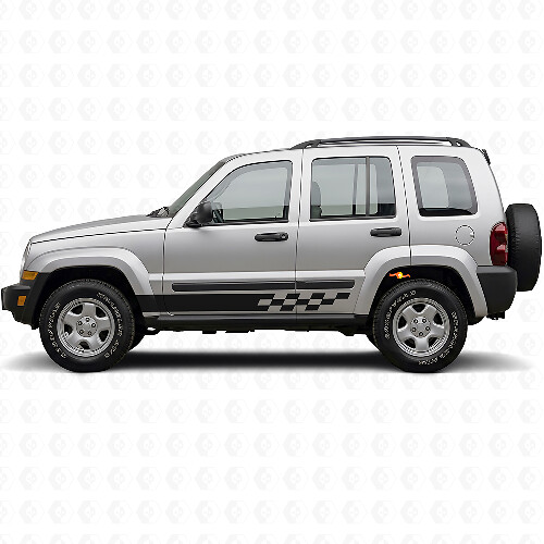 Geruite Strepen Zij Vinyl Sticker voor Jeep Liberty 2002-2012_1