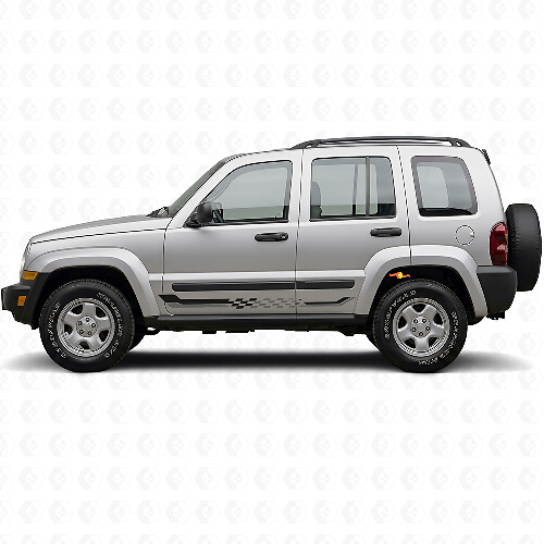 Checkered Flag zijstrepen vinylsticker voor Jeep Liberty 2002-2012_1