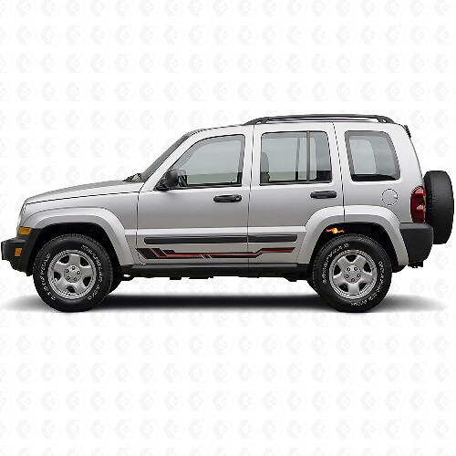 Gebogen Lijnen Rocker Panel Vinyl Sticker voor Jeep Liberty 2002-2012_1