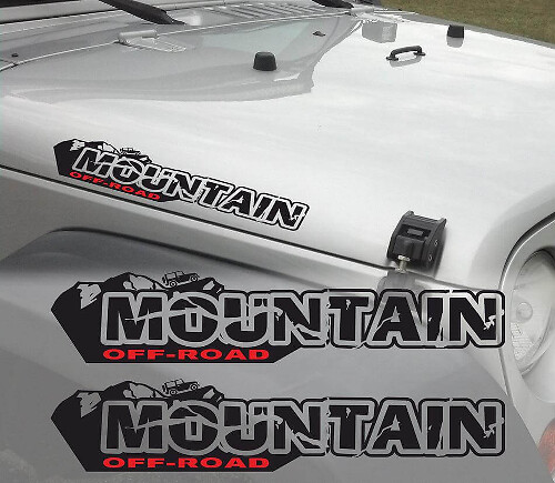 Mountain Off-Road Hood Vinyl Decal Set voor Jeep Wrangler