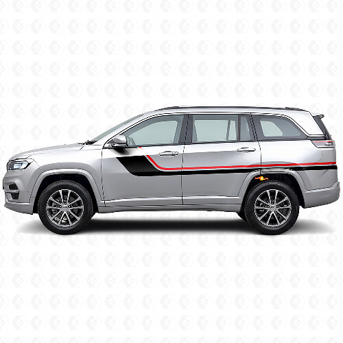 Twin Strepen Zijkant Vinyl Decal voor Jeep Commander Meridian 2021+