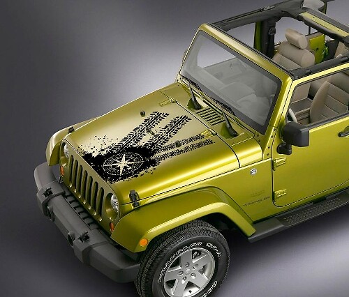 jeep wrangler kompas bandensporen motorkap sticker sticker