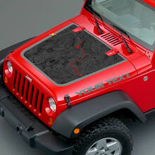 Topografische kaart & aangepaste tekst motorkap vinylsticker voor Jeep Wrangler_3