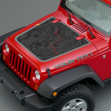 Topografische Kaart Stijl Motorkap Vinyl Decal voor Jeep Wrangler TJ LJ JK Unlimited 3