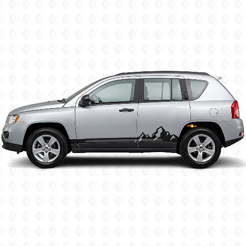 Mountains Dunne Strepen Zijvinyl Sticker voor Jeep Compass 2007-2016