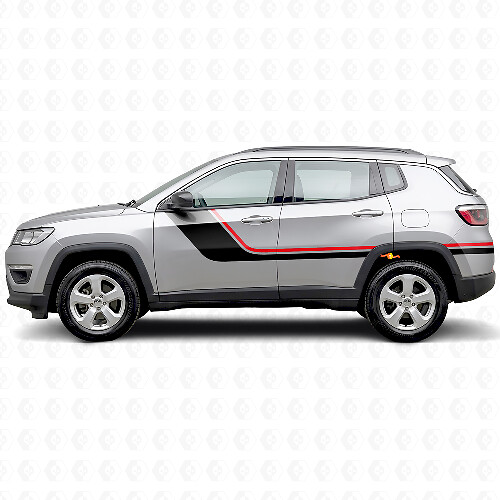 Twin Strepen Zijvinyl Sticker voor Jeep Compass 2016+_1