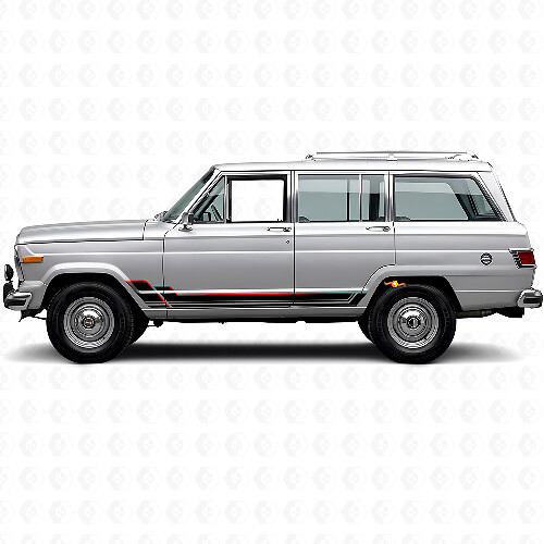 Twin Stripes Rocker Panel Vinyl Decal voor Jeep Wagoneer 1963-1991_1