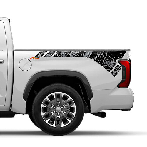 Topografische Stijl Achterzijde Vinyl Decal Voor Toyota Tundra 2022+