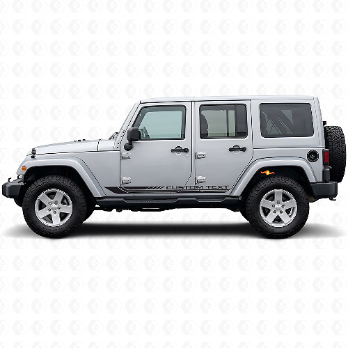 Geruite Gebogen Zijstrepen Vinyl Sticker voor Jeep Wrangler JK 2007-2018_1