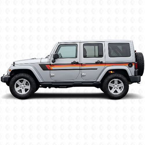 Drie Dubbele Strepen Deurzijde Vinyl Decal voor Jeep Wrangler JK 2007-2018_1