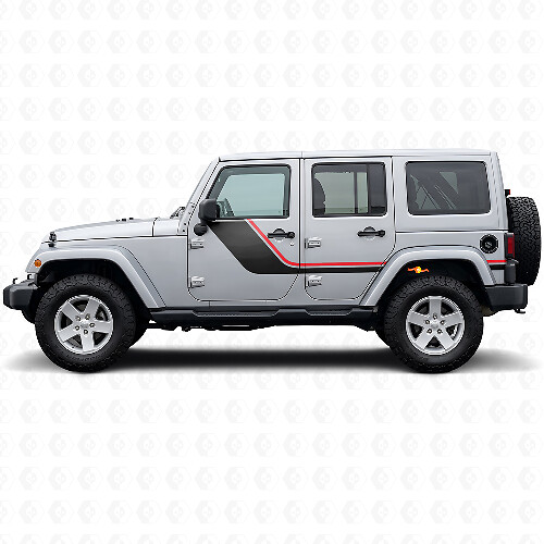 Twin Strepen Zij Vinyl Decal voor Jeep Wrangler JK 2007-2018_1