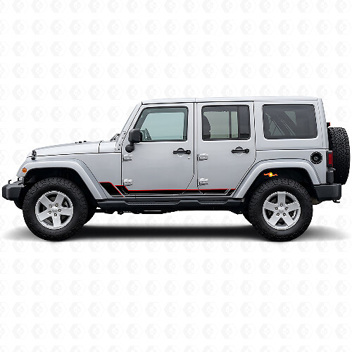 Twin Stripes dorpel vinyl sticker voor Jeep Wrangler JK 2007-2018