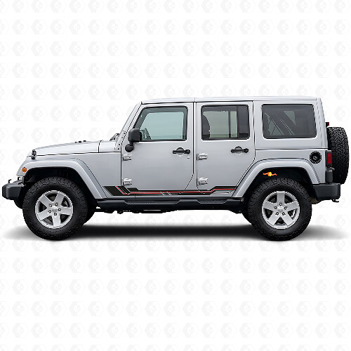 Vinylsticker met gebogen lijnen voor dorpelplaat Jeep Wrangler JK 2007-2018_1
