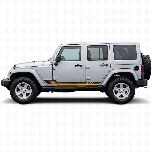 Vinylsticker Vintage Stijl Zijstrepen voor Jeep Wrangler JK 2007-2018_1