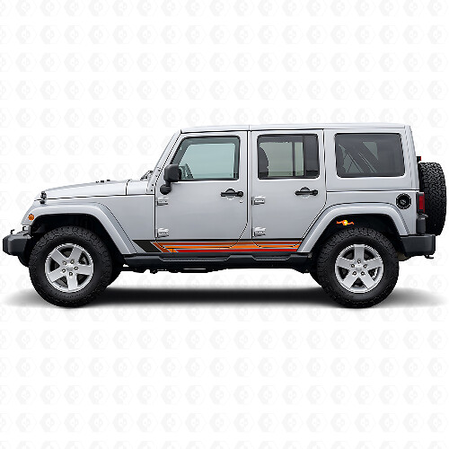 Vintage rechte strepen zijvinylsticker voor Jeep Wrangler JK 2007-2018_1