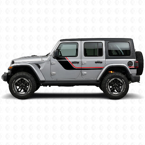 Twinstrepen Zijkant Vinyl Decal voor Jeep Wrangler JL 2018+_1