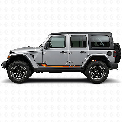 Vinylsticker met zijstrepen in vintage stijl voor Jeep Wrangler JL 2018+_1