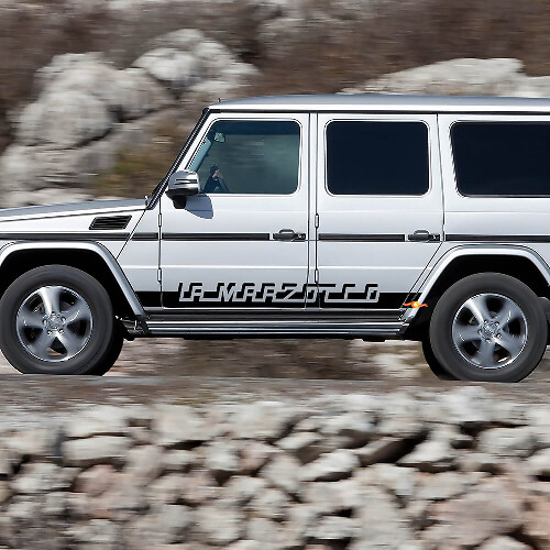 Aangepaste Tekst Race Strepen Zijkant Vinyl Decal Sticker voor Mercedes-Benz G-Klasse_1