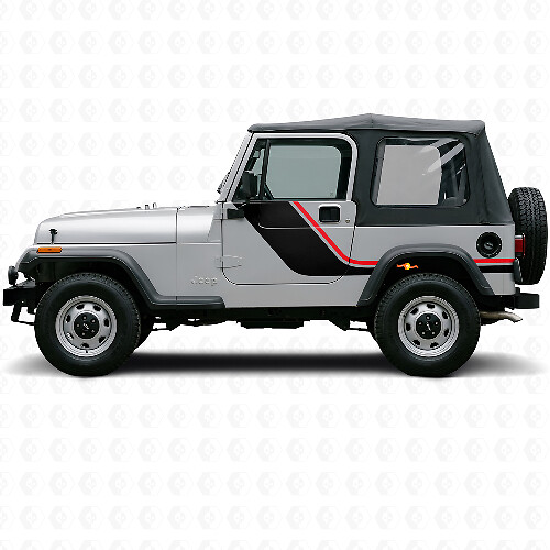 Twin Strepen Zijkant Vinyl Decal voor Jeep Wrangler YJ 1987-1995_1
