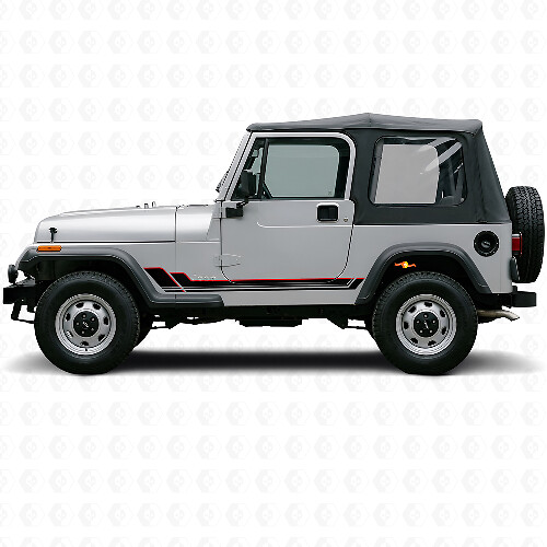 Twin Stripes Rocker Panel Vinyl Decal voor Jeep Wrangler YJ 1987-1995_1