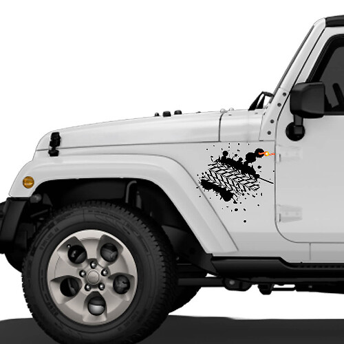 Modderbandsporen zijpaneel vinyl sticker voor Jeep Wrangler Rubicon Renegade