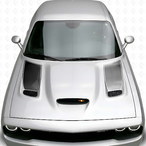 Blackout Outline Stripe Motorkapventilatie Inzet Vinyl Decal Kit voor Dodge Challenger 2015+_1