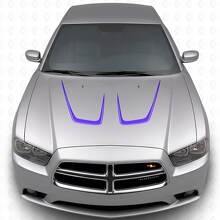 Twin Cambered motorkap strepen vinyl decal kit 2 voor Dodge Charger 2011-2014_2