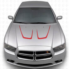 Twin Cambered motorkap strepen vinyl decal kit 2 voor Dodge Charger 2011-2014_3