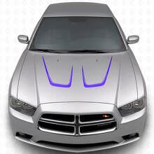 Twin Cambered Motorkap Strepen Vinyl Decal Kit 3 voor Dodge Charger 2011-2014_2