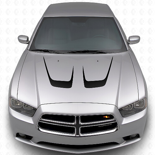 Dubbel Gebogen Motorkap Strepen Vinyl Decal Kit voor Dodge Charger 2011-2014_1