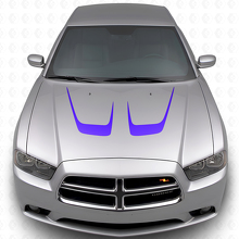 Dubbel Gebogen Motorkap Strepen Vinyl Decal Kit voor Dodge Charger 2011-2014_2