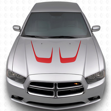 Dubbel Gebogen Motorkap Strepen Vinyl Decal Kit voor Dodge Charger 2011-2014_3