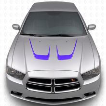 Dubbel Gebogen Motorkap Strepen Vinyl Sticker voor Dodge Charger 2011-2014_2