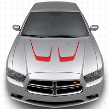 Dubbel Gebogen Motorkap Strepen Vinyl Sticker voor Dodge Charger 2011-2014_3