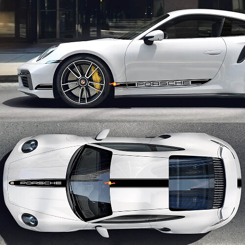 Porsche Stijl Strepen Volledig Kit Vinyl Decal Voor Porsche 911 Turbo S3_1