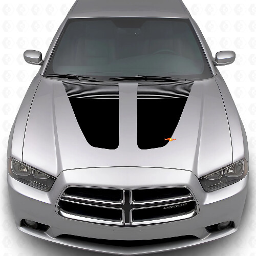 Dubbele motorkapstrepen vinylstickers voor Dodge Charger 2011-2014_1
