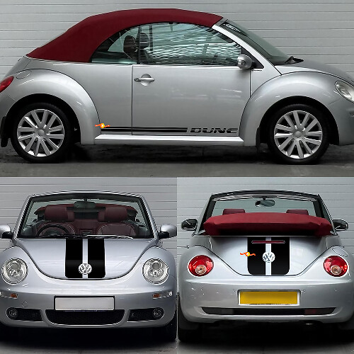Dune Style Dubbele Strepen Motorkap Kofferbak Zij Vinyl Stickers Set voor Volkswagen Beetle Cabriolet_1