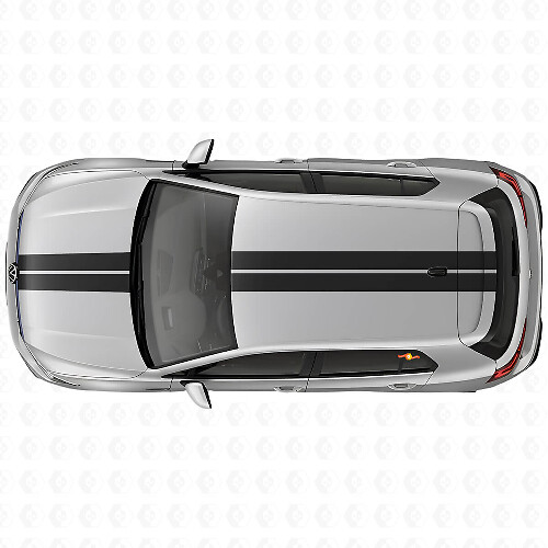 Dubbele Race Motorkap- & Dakstrepen Vinyl Decal Kit voor Volkswagen Golf R MK8 2023