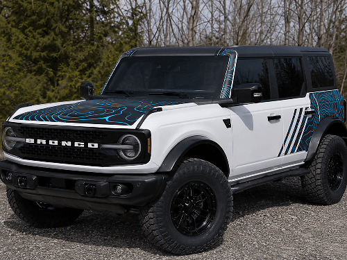 Complete set topografische kaart aangepaste zijdeurstickers 2 kleuren voor musclecar paard