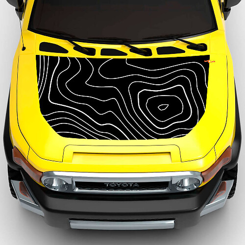 Topografische kaart motorkap en zijvinyl decal kit voor Toyota FJ Cruiser