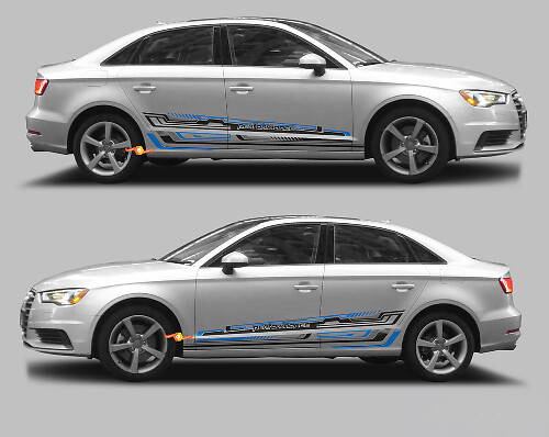 Techno Style zijstrips vinylstickerset voor Audi A3