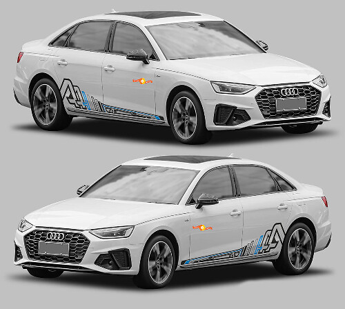 A4-stijl Rocker Panel Strepen Vinyl Decal Kit voor Audi A4