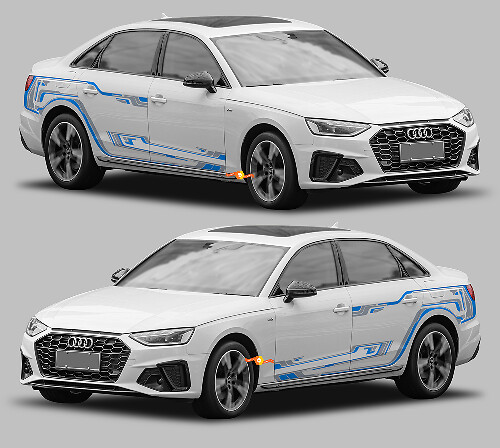 Techno Style Dunne Zijstrepen Vinyl Decal Kit voor Audi A4