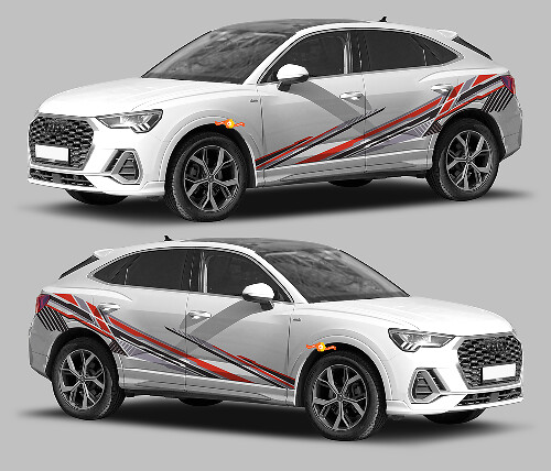 Techno Style Zijstrepen Vinyl Decal Kit voor Audi Q3 2019